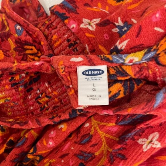 Old Navy women large red floral artsy flowy boho blouse - Picture 8 of 10